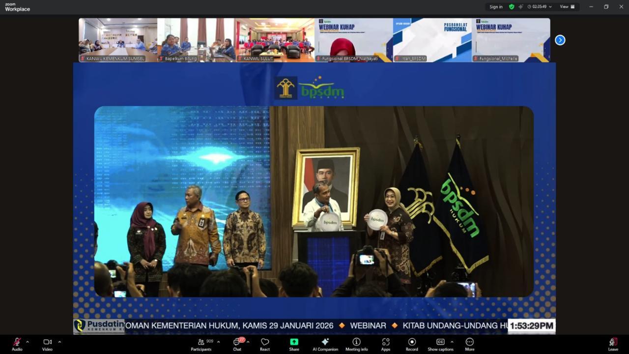 Kanwil Kementerian Hukum Sumsel Ikuti Virtual Kick Off Program Pengembangan Kompetensi ASN 2026