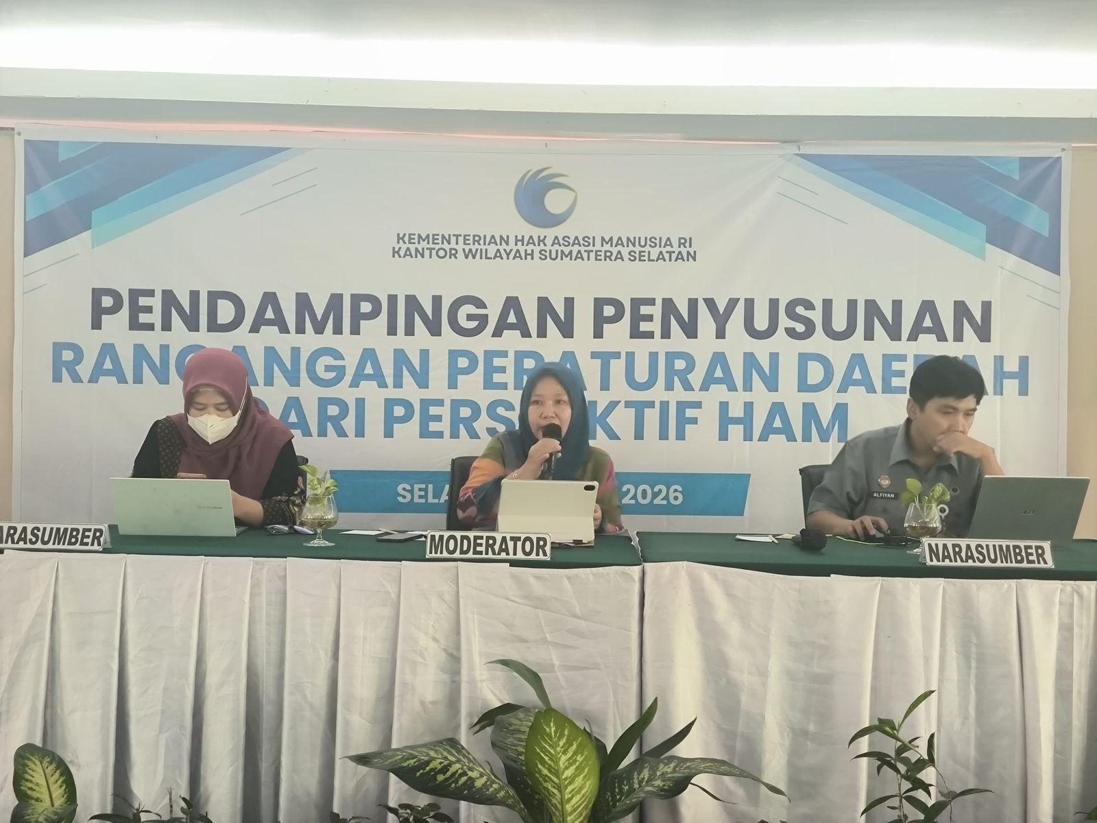 Kanwil Kemenkum Sumsel Dampingi Penyusunan Raperda Bantuan Hukum Gratis Kabupaten Ogan Ilir Berperspektif HAM