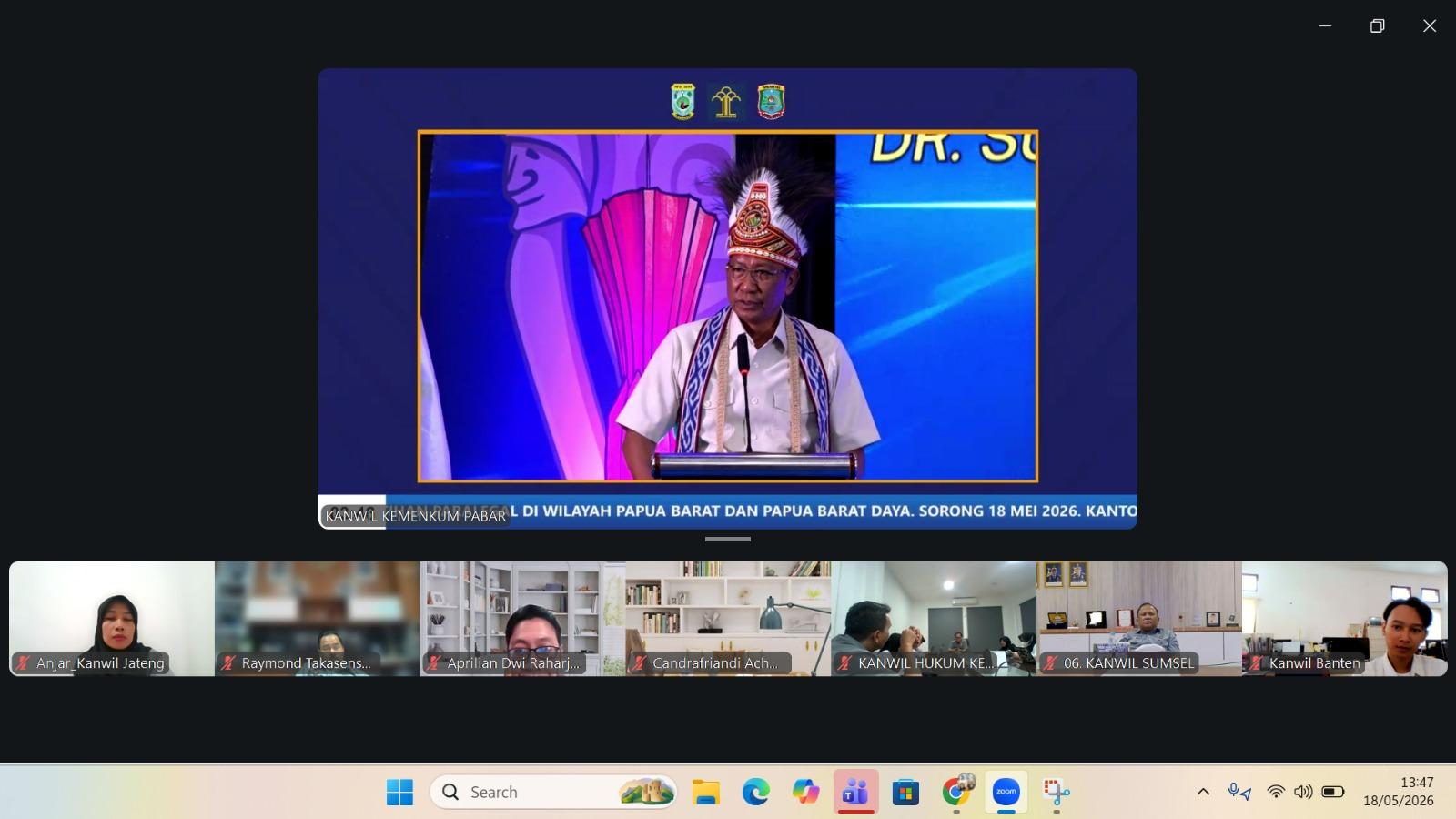 Kakanwil Kemenkum Sumsel Hadiri Virtual Peresmian Pos Bantuan Hukum dan Pembukaan Pelatihan Paralegal di Papua Barat dan Papua Barat Daya